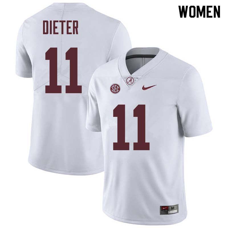 Alabama Crimson Tide Women's Gehrig Dieter #11 White NCAA Nike Authentic Stitched College Football Jersey LS16Y84AD